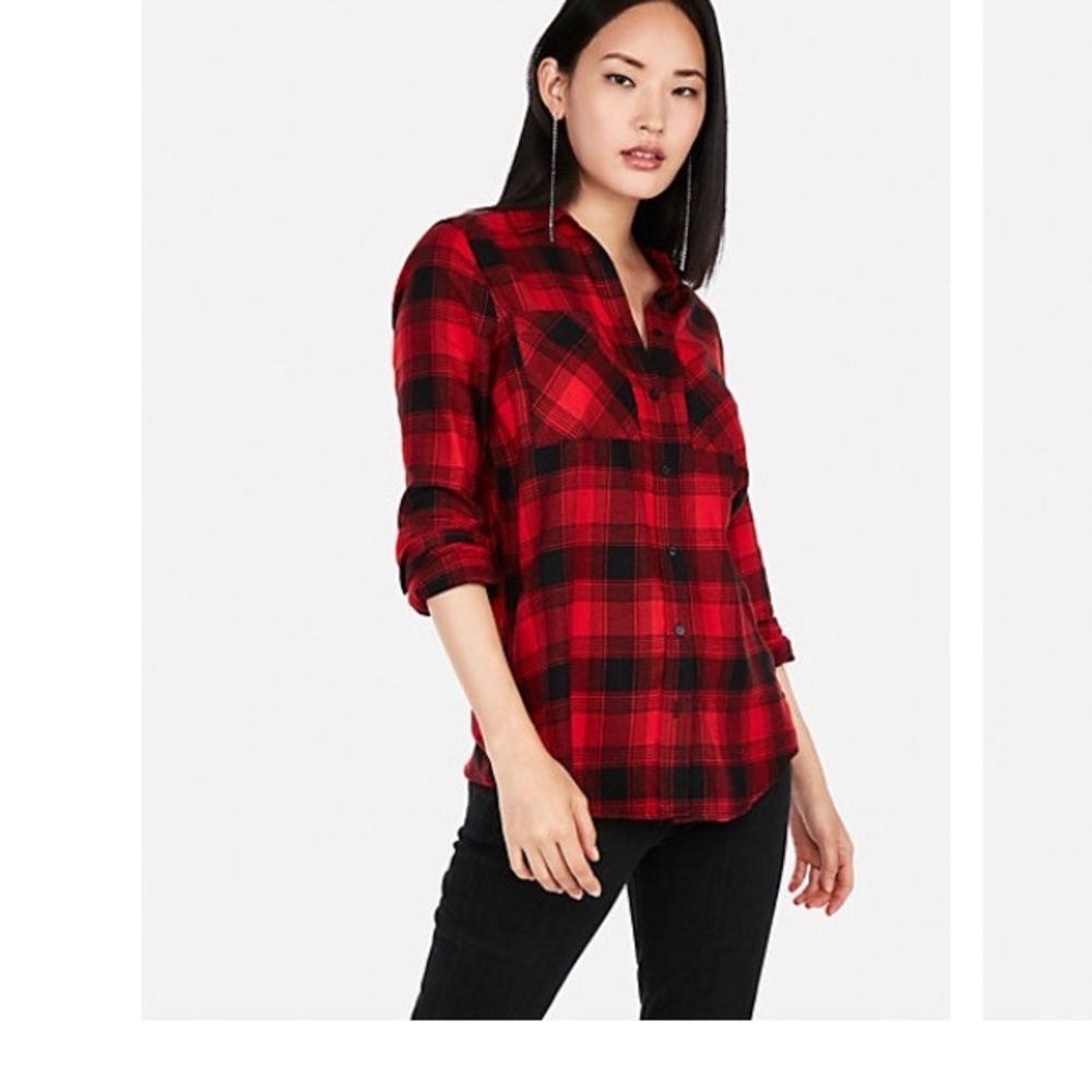 Express Red Flannel Boyfriend shirt Small